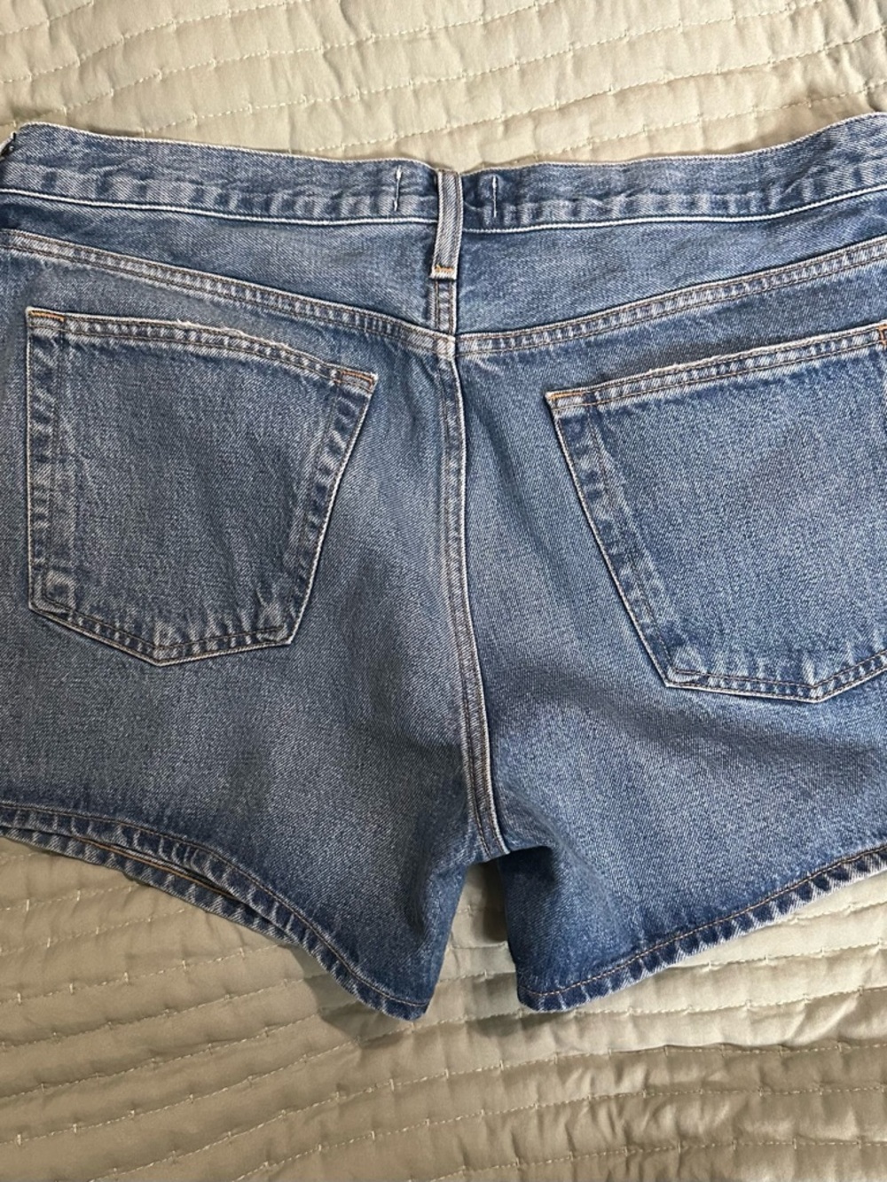 Agolde Parker Long Medium Wash Denim Shorts - Picture 5 of 7